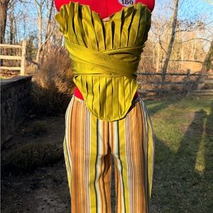 PrettyLittleThing Olive Pleated Drape Corset Top NWT